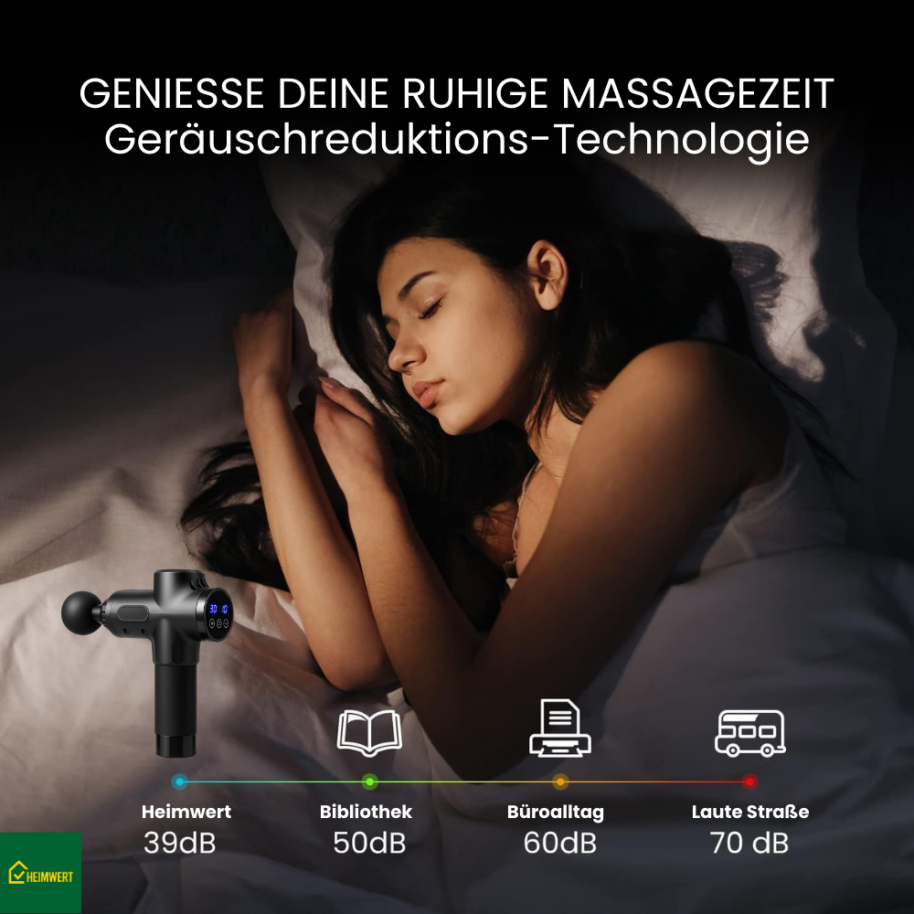 Massagepistole mit 30 Geschwindigkeiten / Massage Gun für tiefe Muskelmassage mit bis zu 3600 Impulsen/min / 10 Aufsätze für Nacken, Rücken & Körper / Mit LCD-Touchscreen